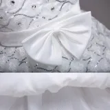 Kid Girl Sequins Diamond-Studded Layers Ruffles Lace Wedding Party Sleeveless Dress
