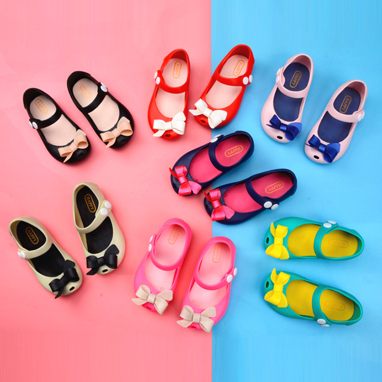 Kid Toddler Girl Cartoon 3D Bowknot Jelly Flats Shoes
