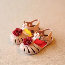 Kid Toddler Girl Hollow-Out 3D Flower Jelly Flats Sandals Shoes