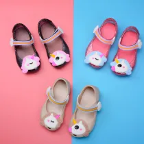 Kid Toddler Girl Cartoon 3D Rainbow Unicorn Jelly Flats Shoes