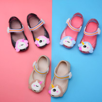 Kid Toddler Girl Cartoon 3D Rainbow Unicorn Jelly Flats Shoes