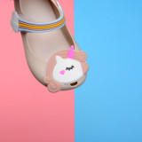 Kid Toddler Girl Cartoon 3D Rainbow Unicorn Jelly Flats Shoes