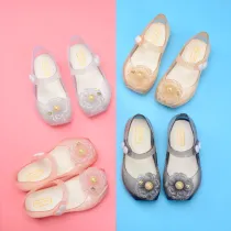 Kid Toddler Girl Cartoon 3D Glitter Flower Jelly Flats Shoes