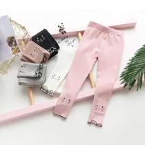 Kid Girl Embroideried Cat Cotton Leggings Bottoms