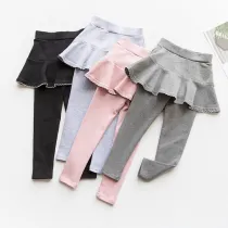 Kid Girl Culotte Lace Flower Cotton Leggings Bottoms