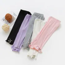 Kid Girl Bowknot Pearl Cotton Leggings Bottoms