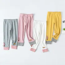 Kid Girl Carrot Edge Lace Flower Cotton Leggings Bottoms