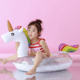 Toddler Kids Pool Floats Inflated Swimming Rings Sequins Unicorn Sitting Swimming Circle