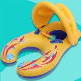 Mom and Child Baby Parent-Child Seat Swimming Rings With Awning Steering Wheel Inflatable Swimming Circle