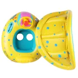 Toddler Kids Inflatable Yellow Sitting Swimming Ring With Steering Wheel And Armrest