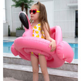 Kids Three-dimensional Flamingos Inflatable Swimming Ring With Awning