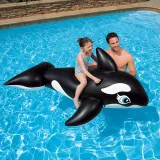 Black Whale Ride-On Inflatable Pool Floats Toy For Kids Child Adults