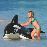 Black Whale Ride-On Inflatable Pool Floats Toy For Kids Child Adults
