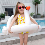Toddler Kids Pool Floats Inflatable White Swan Seat Swimming Rings With Awning Swimming Circle