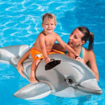 Grey Dolphin Ride-On Inflatable Pool Floats Toy For Kids Child Adults