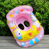 Toddler Kids Inflatable Pig Sitting Swimming Ring With Steering Wheel And Armrest