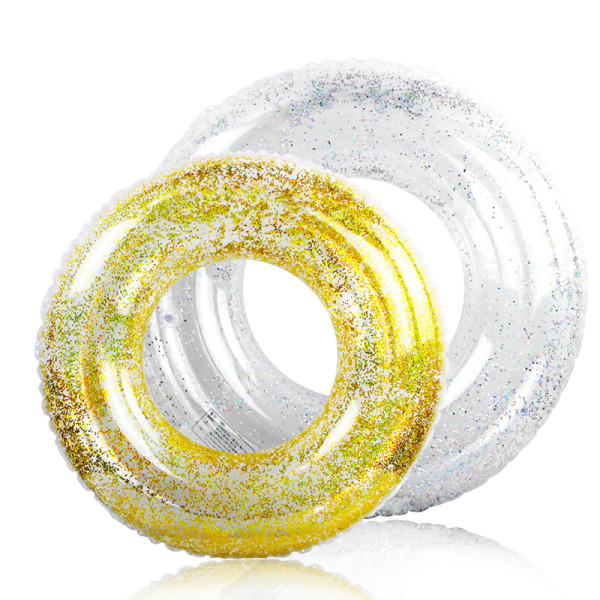 2 Packs Golden And Silver Mixed Kids Sequined Pool Floats Inflated Swimming Rings