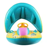 Toddler Kids Inflatable Yellow Sitting Swimming Ring With Steering Wheel And Armrest
