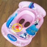 Toddler Kids Inflatable Princess Sitting Swimming Ring With Steering Wheel And Armrest