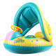 Toddler Kids Inflatable Yellow Sitting Swimming Ring With Steering Wheel And Armrest
