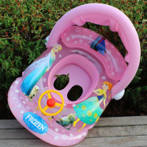 Toddler Kids Inflatable Frozen Princess Sitting Swimming Ring With Steering Wheel And Armrest
