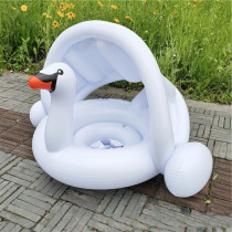 Toddler Kids Pool Floats Inflatable White Swan Seat Swimming Rings With Awning Swimming Circle
