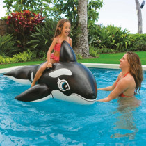 Black Whale Ride-On Inflatable Pool Floats Toy For Kids Child Adults