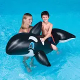 Black Whale Ride-On Inflatable Pool Floats Toy For Kids Child Adults
