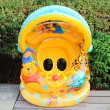 Toddler Kids Inflatable Winnie The Pooh Sitting Swimming Ring With Steering Wheel And Armrest