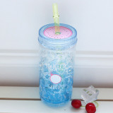 Insulated Plastic Tumbler Straw Cup Fruit Water Bottles