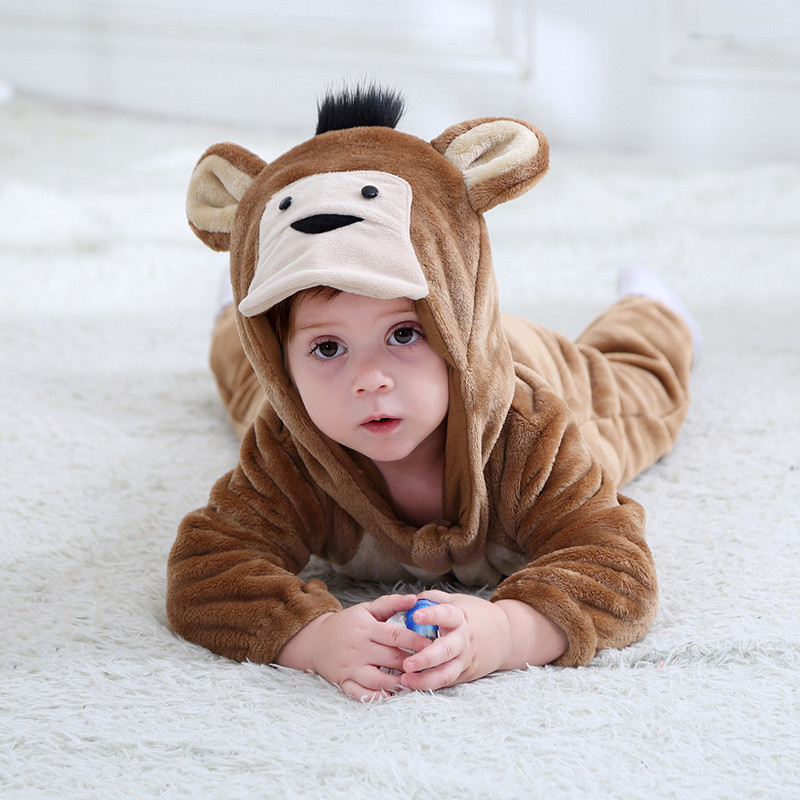 Baby Brown Monkey Onesie Kigurumi Pajamas Kids Animal Costumes for