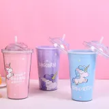 Insulated Plastic Tumbler Straw Cup Unicon Water Bottles