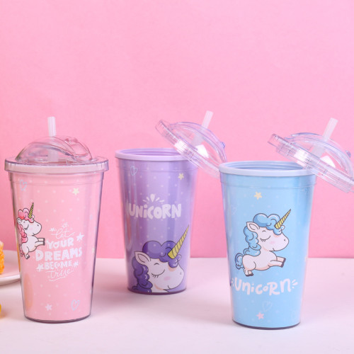 Insulated Plastic Tumbler Straw Cup Unicon Water Bottles