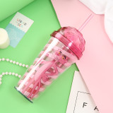 Insulated Plastic Tumbler Straw Cup Pink Panther Water Bottles