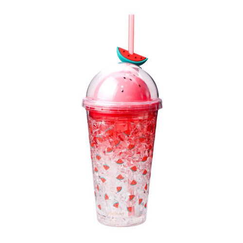 Insulated Plastic Tumbler Straw Cup Fruit Crushed Ice Water Bottles