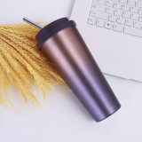 Insulated Stainless Steel Tumbler Straw Cup Ombre Irregularity Vacuum Water Bottles