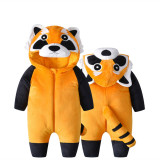 Baby Orange Little Raccoon Onesie Fannel Kigurumi Pajamas Kids Animal Costumes for Unisex Baby