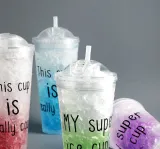 Insulated Plastic Tumbler Straw Cup Slogan Crushed Ice Water Bottles