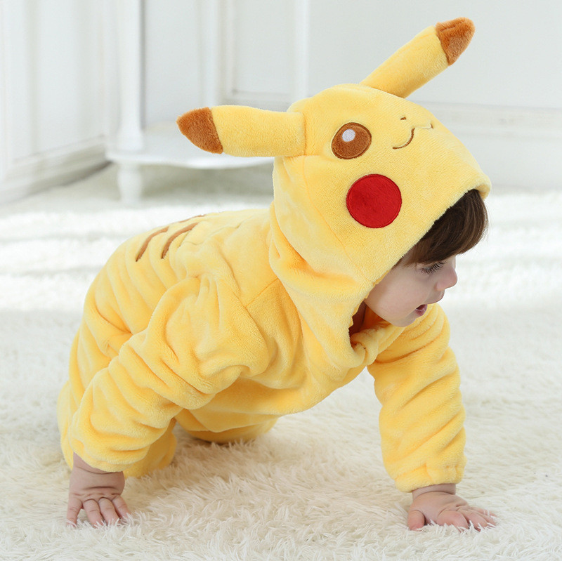 Baby Yellow Pokemon Pikachu Onesie Kigurumi Pajamas Kids Animal Costumes For Unisex Baby