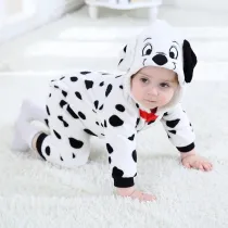 Baby White Spotty Dog Onesie Kigurumi Pajamas Kids Halloween Cosplay Costumes for Unisex Baby