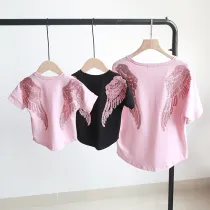 Matching Family Sequins Angel Wings T-shirts