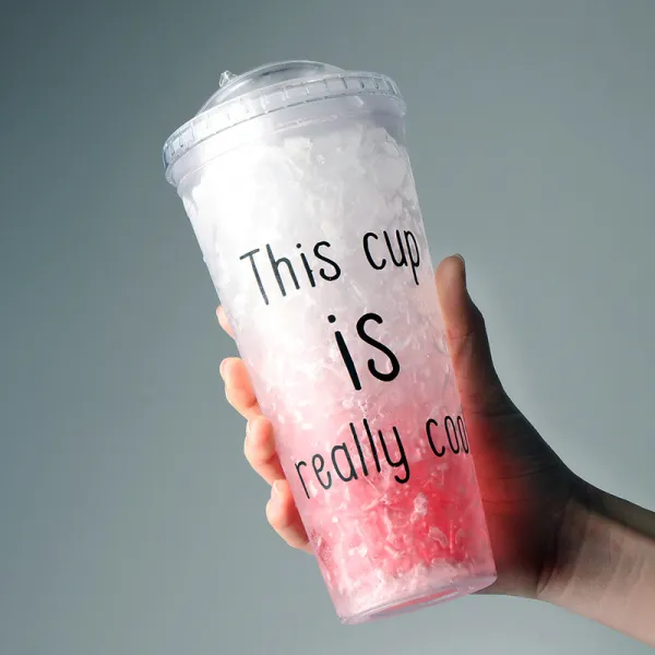 Insulated Plastic Tumbler Straw Cup Slogan Crushed Ice Water Bottles