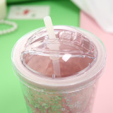 Insulated Plastic Tumbler Straw Cup Stars Sequins Water Bottles