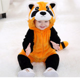 Baby Orange Little Raccoon Onesie Fannel Kigurumi Pajamas Kids Animal Costumes for Unisex Baby