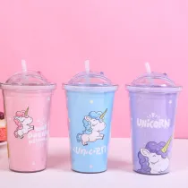 Insulated Plastic Tumbler Straw Cup Unicon Water Bottles