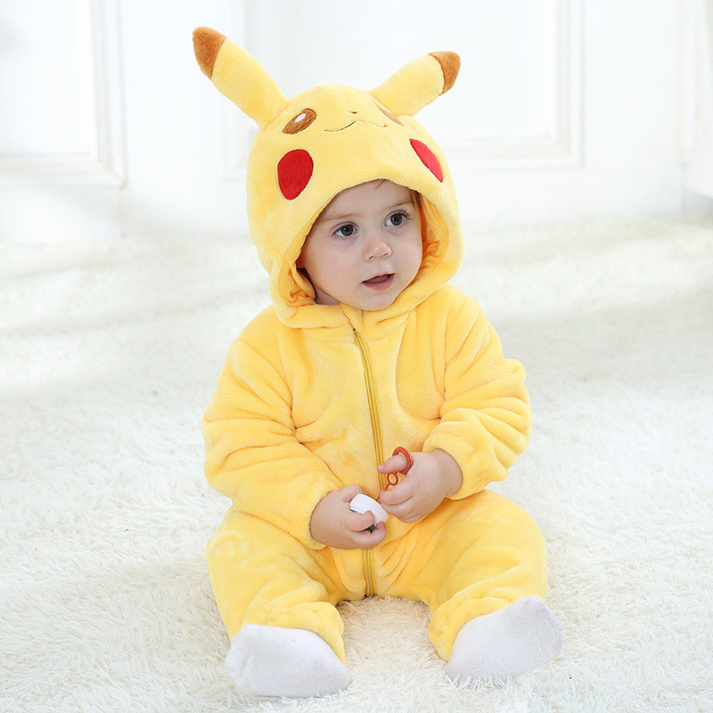Baby Yellow Pokemon Pikachu Onesie Kigurumi Pajamas Kids Animal Costumes For Unisex Baby