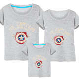 Matching Family Prints Captain America Shield Slogan Famliy T-shirts
