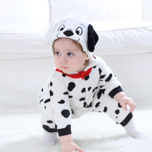 Baby White Spotty Dog Onesie Kigurumi Pajamas Kids Animal Costumes for Unisex Baby