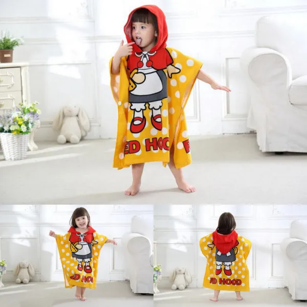 Cute Little Girl Princess Hooded Bathrobe Towel Bathrobe Cloak For Toddlers & Kids Size 27.5*55inch