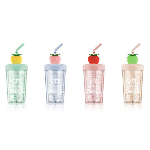 Insulated Plastic Tumbler Straw Cup Fruit Water Bottles